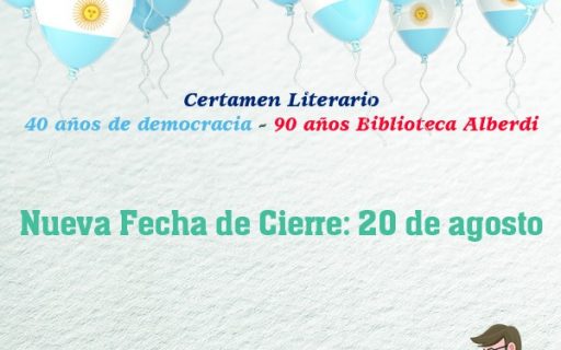 Certamen Literario – 40 años de democracia – 90 años de la Biblioteca Alberdi